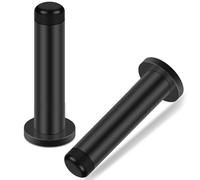 Door Stoppers, 3.5 Inch Black Door Stops Wall Mounted with Thick Rubber Bumper,Stainless Steel Door Stopper for Skirtings, Modern Indoors Outdoors Doorstop Holder Wall Protector, 2 Pack