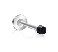 Door Stoppers 6 inch Door Stops Heavy Duty RustProof Stainless Steel Screw-in Door Holder with BabyProof Black Rubber Bumper Tips - Protects Your Walls - Long Door Stop Silver 1 Pack