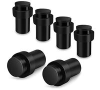 Door Stoppers 6 Pack, 65mm Black Door Stop Floor Mounted Stainless Steel Heavy Duty Doorstops for Wall Floor Mount Modern Door Stop Holder with Thick Rubber Bumper, Cylindrical