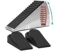 Door Stoppers for Bottom of Door Heavy Duty Adjustable Spring Loaded Rubber Wedge 0.2-3" Stackable Set-1 Large + 2 Small, Non-Slip Base, Security Door Stopper for Interior/Exterior/Home/Office