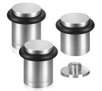 Door Stoppers for Floor, 3 Pack Door Stops, 38mm Height Polished Metal Doorstop Bumper with Rubber Ring, Modern Floor Mounted Door Stop with Screws for Home Office