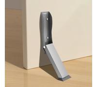 Door Stoppers, Kick Down Door Stop, Door Stops for Bottom of Door, Self-Adhesive or Screw Easy Install, No Drilling Door Holder to Keep Door Open, One Touch Anti-Slip Rubber Tip (Brushed Silver)