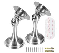 Door Stops 2 Pack, Magnetic Door Stoppers, No Driiling, Stainless Steel Door Catch Holder with Double-Sided Adhesive Tape, Silver