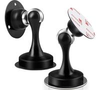 Door Stops, 2Pack Magnetic Door Stopper Black, Stainless Steel Magnetic Door Catch Holder Heavy Duty Magnet Door Stop with 3M Self Adhesive & Screws, Floor Wall Mount Outdoor Doorstop, Hold Door Open