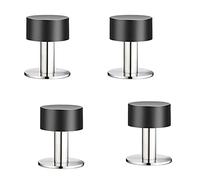 Door Stops, 4pcs,Door Stop Stopper Wall Mounted Chrome Silver Heavy Duty Stainless Steel Bumper Rubber Buffer(100mm)