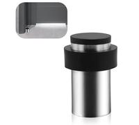 Door Stops, Floor Wall Mounted Door Stopper Heavy Duty Stainless Steel Doorstop Silver Modern Tall Door Stop with Sound Dampening Rubber Bumper Floor Door Stoppers for Skirtings, 1pack