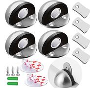 Door Stops Magnetic ZUONAI 4 Pack Adhesive Magnetic Door Stop Stainless Steel Magnetic Door Catch with Rubber Bumper Heavy Duty Door Stoppers Magnetic Floor Door Stop Internal Door Holder
