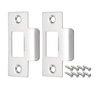 Door Strike Plate, 2Pcs 70mm x 40.3mm 201 Stainless Steel Latch Deadbolt Strike Plate for Door Frame Door Jamb, Silver