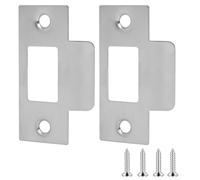 Door Strike Plate for Internal Doors 2Pcs Door Latch Plate with 4Pcs Matching Screws Stainless Steel 70*40.3mm Door Latches for Mortice Lock Tubular Latch Door Frame Door Jamb Reinforcement (Silver)
