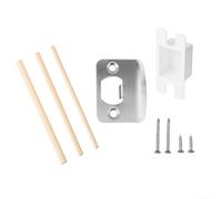 Door Strike Plate Repair Kit for for Standard Latch Openings, Steel Satin Nickel D-Type Latch Restorer with Adjustable Deadbolt Stop, Screws, Dowels, 57x45x9mm(Black)