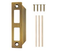 Door Strike Plate Replacement Parts for Old Style Mortise Lock, Door Latch Plate for Interior and Exterior Doors, 4 in. x 1 in. - Antique Brass, 1 Pack but 2 Sets Screws