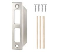 Door Strike Plate Replacement Parts for Old Style Mortise Lock, Door Latch Plate for Interior and Exterior Doors, 4 in. x 1 in. - Satin Nickel, 1 Pack but 2 Sets Screws