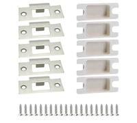 Door Strike Plate with Dust Box and Matching Screws,5 Sets Stainless Steel Door Reinforcement Kit Door Plates Door Covers Door Safety Strike Plate Deadbolt Cover Plate Garage Door Reinforcement