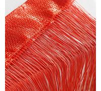 Door String Curtain, Wall Panel Fringe Window Room Divider Blind, Home Patio Bedroom Decorative Tassel Screen Ribbon Strings Strip Silver Thread Screen for Wedding Coffee House Restaurant (Red)