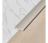 Door Threshold， Aluminum Floor Transition Strip, Flat Divider, Covers Laminate Floors/Wood/LVT - Metal Plate Joins Flooring(White,10mm)
