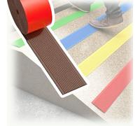 Door Threshold Strip Flexible PVC Stair Nosing Edge Strips, Non-Slip Self Adhesive Step Edge Protector, Outdoor Slope Staircase Edging Guard Trim, Stair Nosing Markers(Brown,15m (49ft))