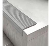 Door Threshold Strip PVC Self Adhesive Stair Edge Protector for Tile Steps, Non-Slip L Shape Stair Edging Trim, Vinyl Staircase Nosing Strip, Indoor & Outdoor(Gray,50x25mm (2"x1"))