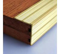 Door Threshold Strip Solid Brass Stair Edge Protector for Wood Steps, Anti-Slip L-Shape Staircase Edge Trim, Indoor & Outdoor Step Nosing Strip, Tile Stairs Nose Molding(30x34mm (1 1/8"x1 3/8"))