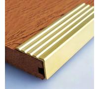 Door Threshold Strip Solid Brass Stair Edge Protector for Wood Steps, Anti-Slip L-Shape Staircase Edge Trim, Indoor & Outdoor Step Nosing Strip, Tile Stairs Nose Molding(28x18mm (1 1/8"x3/4"))