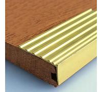 Door Threshold Strip Solid Brass Stair Edge Protector for Wood Steps, Anti-Slip L-Shape Staircase Edge Trim, Indoor & Outdoor Step Nosing Strip, Tile Stairs Nose Molding(38x17mm (1 1/2"x5/8"))
