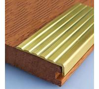 Door Threshold Strip Solid Brass Stair Edge Protector for Wood Steps, Anti-Slip L-Shape Staircase Edge Trim, Indoor & Outdoor Step Nosing Strip, Tile Stairs Nose Molding(38x8mm (1 1/2"x3/8"))