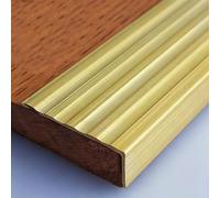 Door Threshold Strip Solid Brass Stair Edge Protector for Wood Steps, Anti-Slip L-Shape Staircase Edge Trim, Indoor & Outdoor Step Nosing Strip, Tile Stairs Nose Molding(48x18mm (1 7/8"x3/4"))