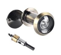 Door Viewer, Solid Brass 220 Degree Peephole, with 16mm (5/8") Drill Bit Wide Angle Door Spy Hole, Security for Front Door for 35-60mm Thick Doors Peep Hole, Door Spyhole for Safety, Bronze