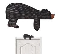 Door Wall Decorations, Handmade Wooden Ornaments, Wooden Brown Bear Decorations for Door Frames, Living Room, Bedroom, Bookstore (Black)