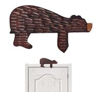 Door Wall Decorations, Handmade Wooden Ornaments, Wooden Brown Bear Decorations for Door Frames, Living Room, Bedroom, Bookstore (Brown)