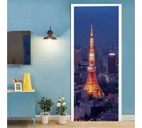 Door Wall Sticker 3D Door Mural Eiffel Tower Building Landscape 77 X 200 Cm Door Stickers Interior Wall Murals Poster Art Wallpaper Self-Adhesive Removable Door Decals Vinyl DIY Office-52060488871744