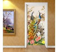 Door Wall Sticker 3D Door Mural Plants and Flowers Animals Peacock Door Stickers Interior Wall Murals Poster Art Wallpaper Self-Adhesive Removable Door Decals Vinyl DIY Office Home Dec-5553475657689