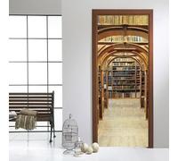 Door Wall Sticker Library Background 3D Door Sticker Self-Adhesive Pvc Wallpaper Diy Door Decoration Simulation Poster Wall Sticker Mural Kids Room Door Photos Home Door Art 77 X 200 Cm -4T6N9E0N1C0O1