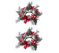 Door Wall Window Christmas Ornament Artificial Pinecone Candlestick Wreaths with Red Berries & Table Centerpiece Red Poinsettia Silk Flower Wreath