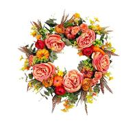door wall wreaths Holiday Garlands Decorative Artificial Flowers 19.6" Fall for Front,Autumn with Peony Berries Eucalyptus Leaves,Farmhouse for Thanksgiving Harvest Wedding Party P