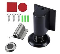 Door Wedge Stopper, No Screw Magnetic Door Stoppers Floor Mount for Bottom of Door No Drill, Invisible Doorstops for Inside Door, Heavy Duty Magnetic Doors Catch Holder to Keep Doors Open (Black)