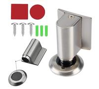 Door Wedge Stopper, No Screw Magnetic Door Stoppers Floor Mount for Bottom of Door No Drill, Invisible Doorstops for Inside Door, Heavy Duty Magnetic Doors Catch Holder to Keep Doors Open (Silver)
