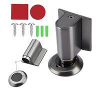 Door Wedge Stopper, No Screw Magnetic Door Stoppers Floor Mount for Bottom of Door No Drill, Invisible Doorstops for Inside Door, Heavy Duty Magnetic Doors Catch Holder to Keep Doors Open (Grey)