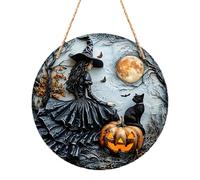 Door Welcome Sign - Moon Pumpkin Sign | Halloween Door Hanging Tag | Halloween Door Hanger | Spooky Door Welcome Sign | Witch Moon Pumpkin Hangable Decoration for Festive Party