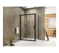 (Door Width: 1400mm; Side Panel: 800mm; Shower Tray: no tray) Black Frame Sliding Shower Enclosure Door Cubicle