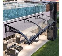 Door Window Awning with Black Aluminum BracketUV Rain & Snow ProtectionFront Door Overhang Canopy (Transparent 100x280cm/39x110in) for Outdoor Use