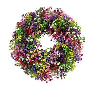 Door Wreath for Front Door, Spring Summer Colorful Wildflower Wreath Decorative Garland Farmhouse Wreaths for Home Garden Party Wedding Decor (A-A, One Size)