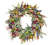 Door Wreath Made of Artificial Wild Flowers - Decorative Multi-Purpose Garland for Spring and Summer - Front Door Wreath, 17.72 Inches