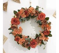Door Wreath with Flowers,Artificial Door Wreath, Hydrangea And Peony Simulation Wreath Ornaments Round Wreath Lintel Decoration Wedding Home Photography Furnishings(Autumn Colors)