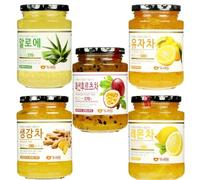 Dooraeone Korean Healthy Fruit Tea - Ginger, Citron, Aloe, Passion Fruit, Lemon - Assorted 5 Flavours, 570 g
