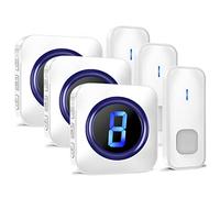 Doorbell, 1,300ft Waterproof Plug in Wireless Door Bells with 3 Cordless Battery Operated Buttons with 55 Melodies, 5 Volume Levels LED Digital Number Display for Home with 3 Receivers