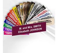 Doorbell Name Plate - Custom Engraved PVC Adhesive Sign with Name - 1 to 2 Lines - 6 x 1.5 cm (Burgundy)