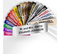 Doorbell Name Plate - Custom Engraved PVC Adhesive Sign with Name - 1 to 2 Lines - 6 x 1.5 cm (Metallic Aluminium Grey)