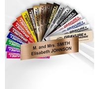 Doorbell Name Plate - Custom Engraved PVC Adhesive Sign with Name - 1 to 2 Lines - 6 x 1.5 cm (Metallic Antique Gold)