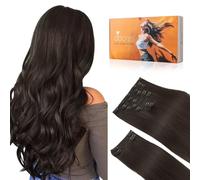 DOORES Clip in Hair Extension, Dark Brown 16 Inch 150g 9pcs, Human Hair Extensions Clip in