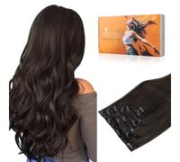 DOORES Clip in Human Hair Extensions, Dark Brown 12 Inch 80g, Remy Hair Extensions Clip in
